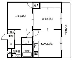 愛宕ビル 2LDKの間取図画像