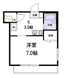 メゾン・ラメール 3階1Kの間取り