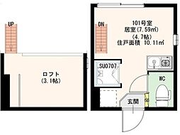 フィオーレ阿佐ヶ谷 ワンルームの間取図画像