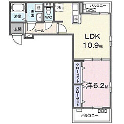 ピヴォワンヌ 1LDKの間取図画像