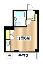 Kハイム 1階ワンルームの間取り