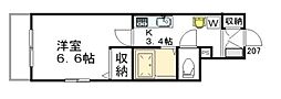 アベニューコートイタニA・Y 1Kの間取図画像