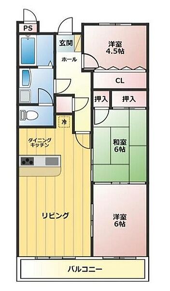 神奈川県伊勢原市伊勢原４丁目(賃貸マンション3LDK・4階・65.00㎡)の写真 その2