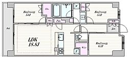 LaLa南船橋ステーションプレミア 3LDKの間取図画像