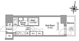 コンフォリア南品川 14階1Kの間取り