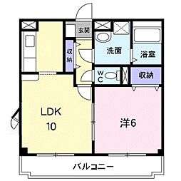 リュエル・ヴィラ 1LDKの間取図画像