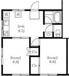 コーポミハル 2DKの間取図画像