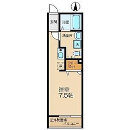 ブリエアージュ 2階ワンルームの間取り
