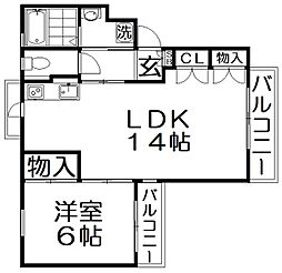 ヴレ・ロワイヤル 1LDKの間取図画像