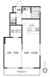ソシア荏田 1LDKの間取図画像