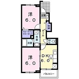 カリーノ2 2DKの間取図画像