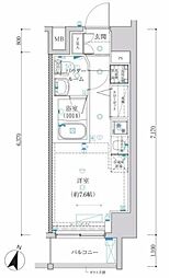 クラリッサ川崎ルーナ 5階1Kの間取り