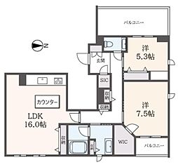 ブルーノ明大前 4階2LDKの間取り