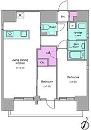 デュオフラッツ飯田橋WEST 2LDKの間取図画像