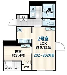 スクルド墨田緑 3階1LDKの間取り