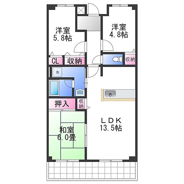 大阪府岸和田市土生町２丁目(賃貸マンション3LDK・4階・65.71㎡)の写真 その2