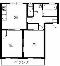 セルシオ谷塚A 2DKの間取図画像