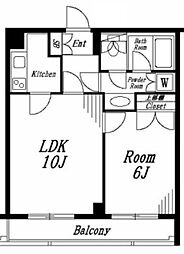 ルーブル早稲田弐番館 1LDKの間取図画像