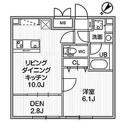 ウェルスクエアイズム下北沢EAST 2階2LDKの間取り