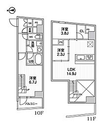 ALTERNA中野 10階3LDKの間取り