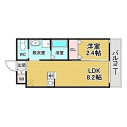 リアコート関大前II 1LDKの間取図画像