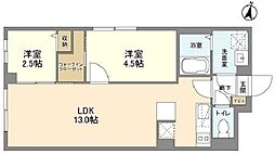 ウェルスクエア西新宿五丁目 4階2LDKの間取り