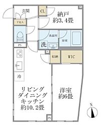 WELLSQUARENAKANOBU2 1LDKの間取図画像