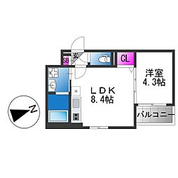 LUANA 1LDKの間取図画像