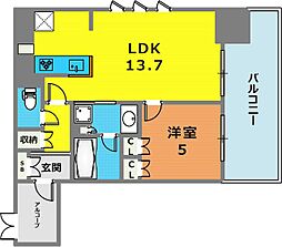 ワコーレ ザ・神戸旧居留地レジデンスタワー 4階1LDKの間取り
