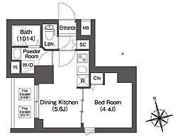 コンフォリア・リヴ品川南大井 6階1DKの間取り
