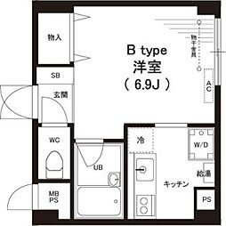 セカンドウィスタリアヒルズ ワンルームの間取図画像