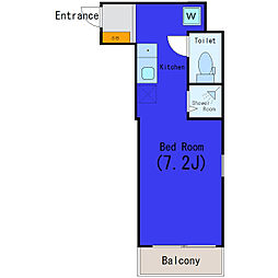 京急空港線 穴守稲荷駅 徒歩3分の賃貸アパート 1階ワンルームの間取り