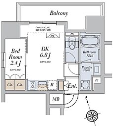アリビス十条 11階1DKの間取り