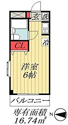 堀江新井マンション ワンルームの間取図画像