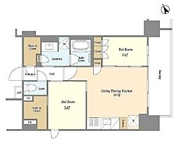 アスプライム八丁堀 10階2LDKの間取り