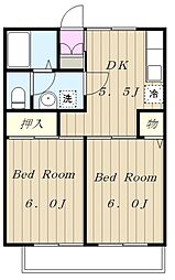 ザ・ドウシェル 2DKの間取図画像