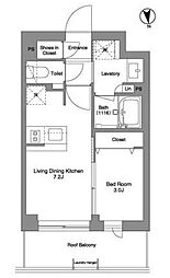 コンフォリア戸越公園 4階1DKの間取り