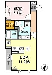 ウェルド 1階1LDKの間取り