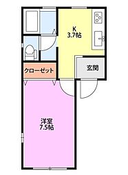 ルナ・アルカディア 1Kの間取図画像