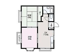 グリーンヒルズ 1階2DKの間取り