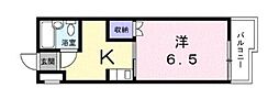 カーサ・ビアンカ 1Kの間取図画像