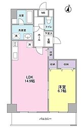 ソリッド大橋 2階1LDKの間取り