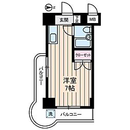 エレガンス綾瀬6 5階ワンルームの間取り