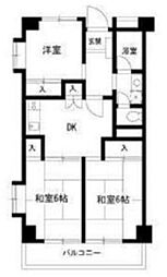 第五秋山エンタービル 2LDKの間取図画像