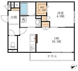 メゾンドソレイユ 1LDKの間取図画像