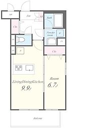 ＥＳＰＥＲＡＮＺＡ ＴＡＣＨＩＫＡＷＡ 3階1LDKの間取り