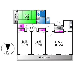 パウゼ布施 3LDKの間取図画像