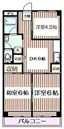 パークハイツ岡野 3DKの間取図画像