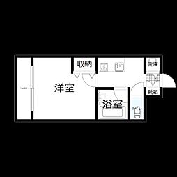 サクシード多の津 1Kの間取図画像