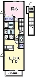 グランペール 2階1LDKの間取り